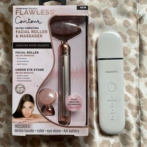 Flawless Contour Rose Quartz Facial Roller & Ultrasonic Skin Scrubber Bundle